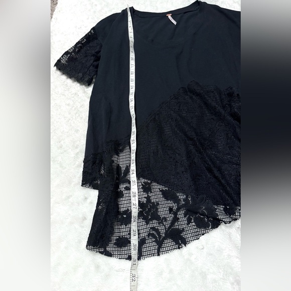 Free People Chasing You Lace Longline Top in Black - Picture 11 of 13